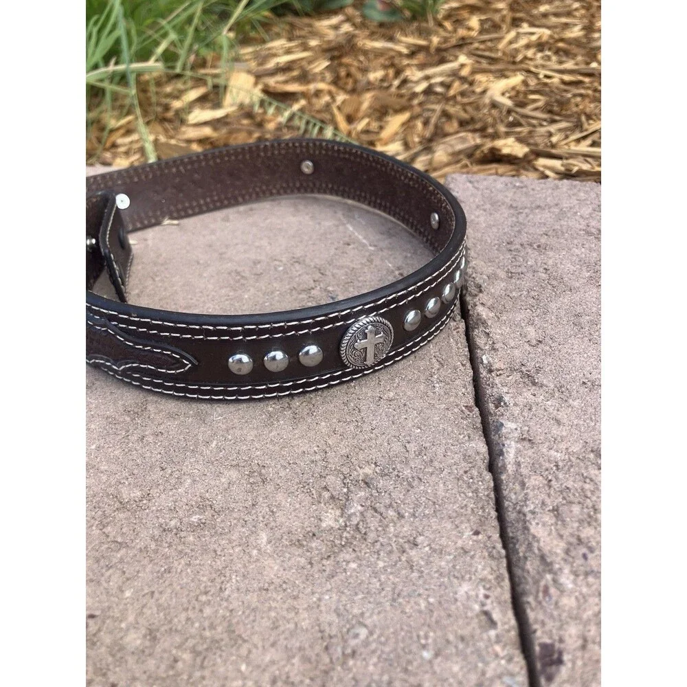 Cavender’s Western Belt Size Brown Cross Concho Studded Cowboy 9600802
